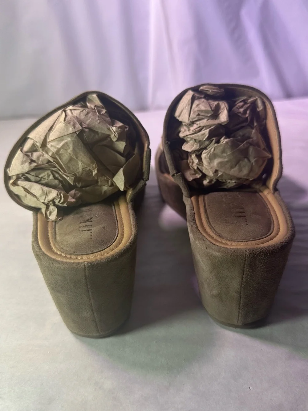 Two-Strap Suede Wedge Sandal - Cognac Brown